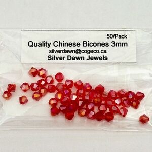 As Low As $2 Light Siam AB Quality Chinese Crystal Bicone Beads 3mm (50)